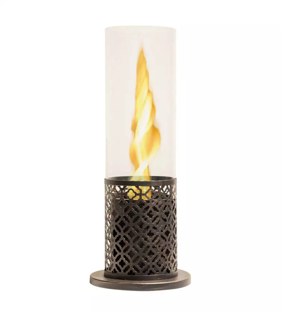 Camino bioetanolo da tavolo per interno esterno Divina Fire "Tolosa" in acciaio bronzo Ø20x49,5 cm