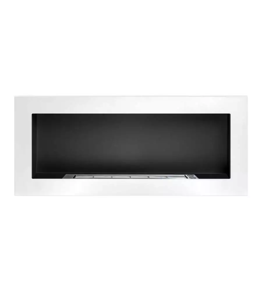 Camino bioetanolo da incasso Divina Fire "Nizza" in acciaio bianco 90x12x40 cm