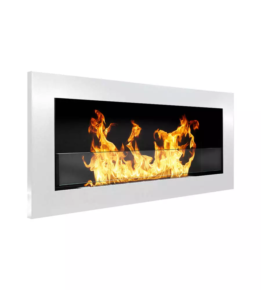 Camino bioetanolo da incasso Divina Fire "Livorno" in acciaio bianco 90x12x40 cm