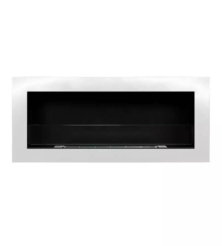 Camino bioetanolo da incasso Divina Fire "Livorno" in acciaio bianco 90x12x40 cm
