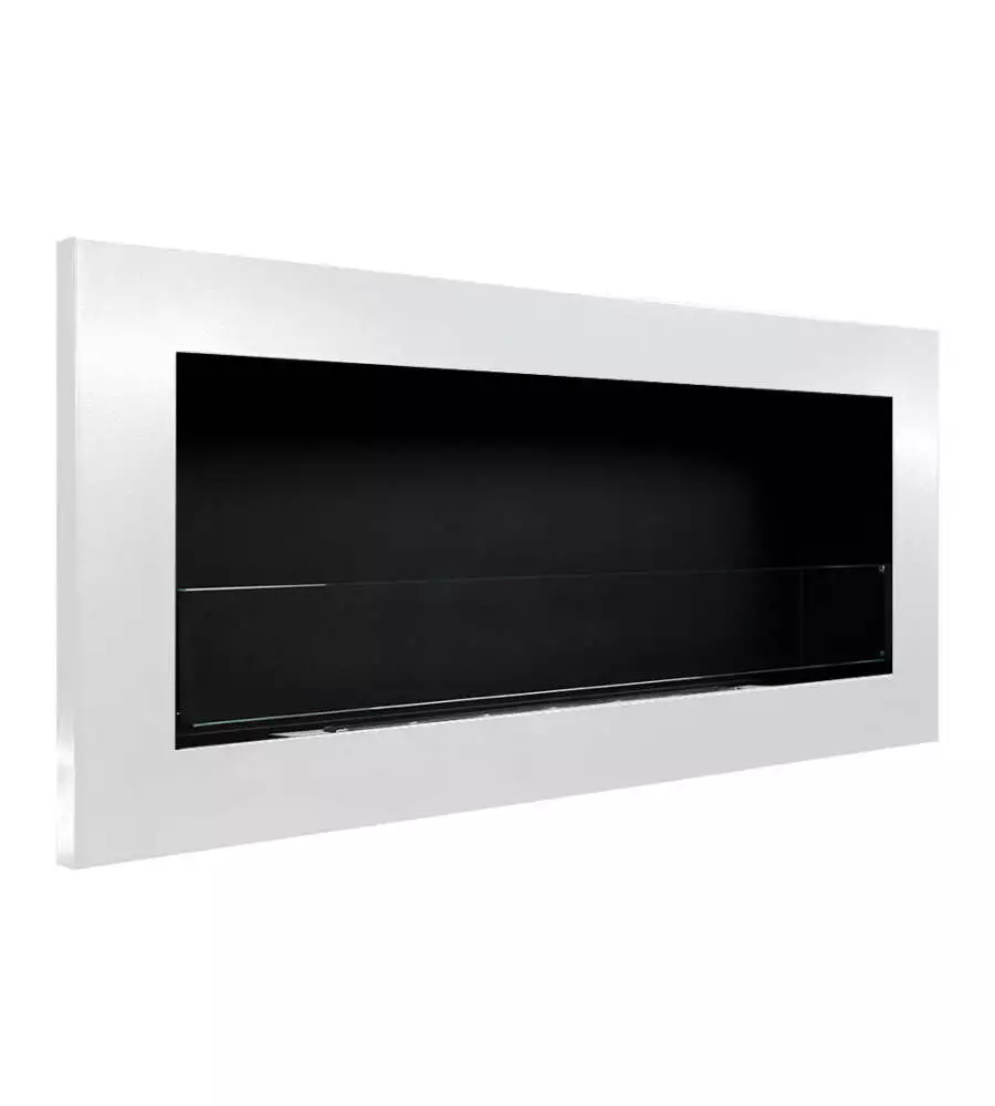 Camino bioetanolo da incasso Divina Fire "Livorno" in acciaio bianco 90x12x40 cm