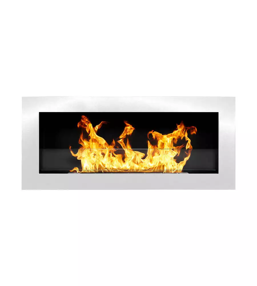 Camino bioetanolo da incasso Divina Fire "Livorno" in acciaio bianco 90x12x40 cm