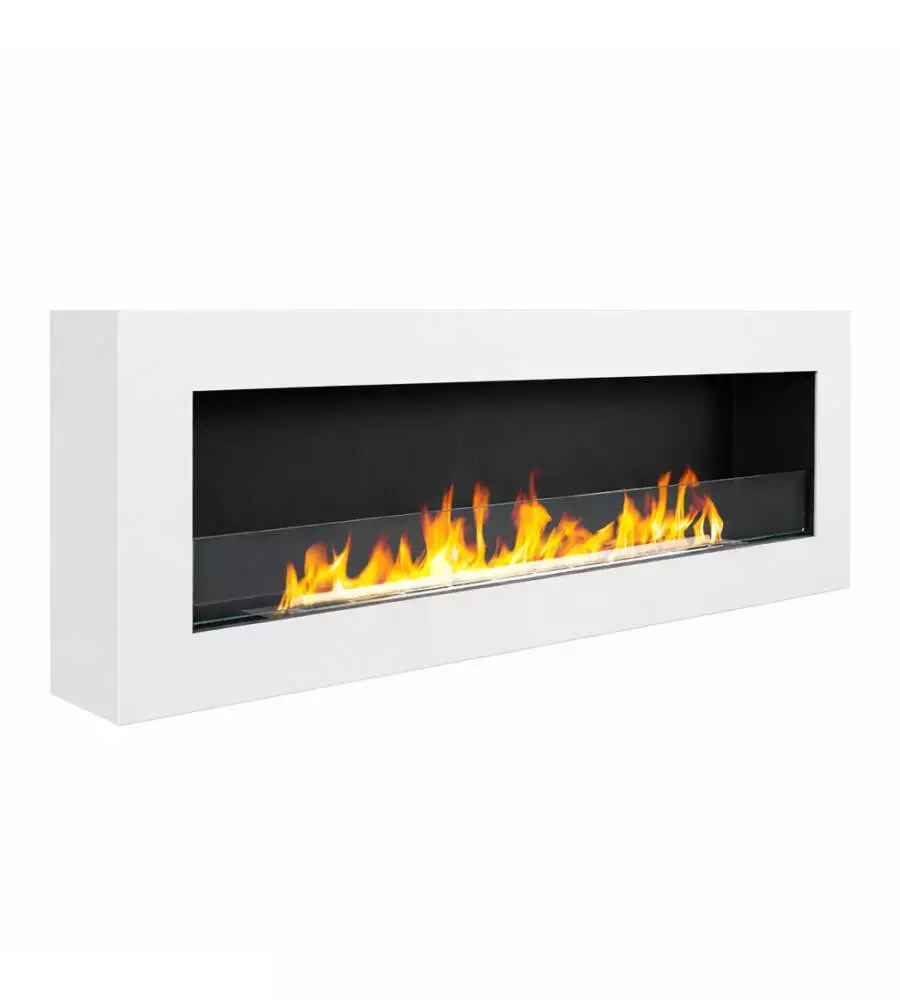 Camino bioetanolo da parete Divina Fire "Siena" in acciaio bianco 120x15x41 cm