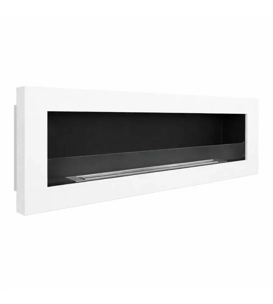 Camino bioetanolo da incasso Divina Fire "Livorno" in acciaio bianco 120x15x40 cm