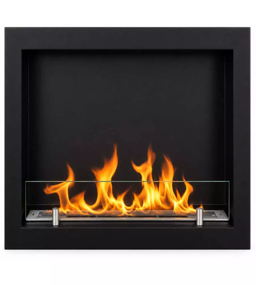 Camino bioetanolo da incasso Divina Fire "Furore" in acciaio nero 60x15x45 cm