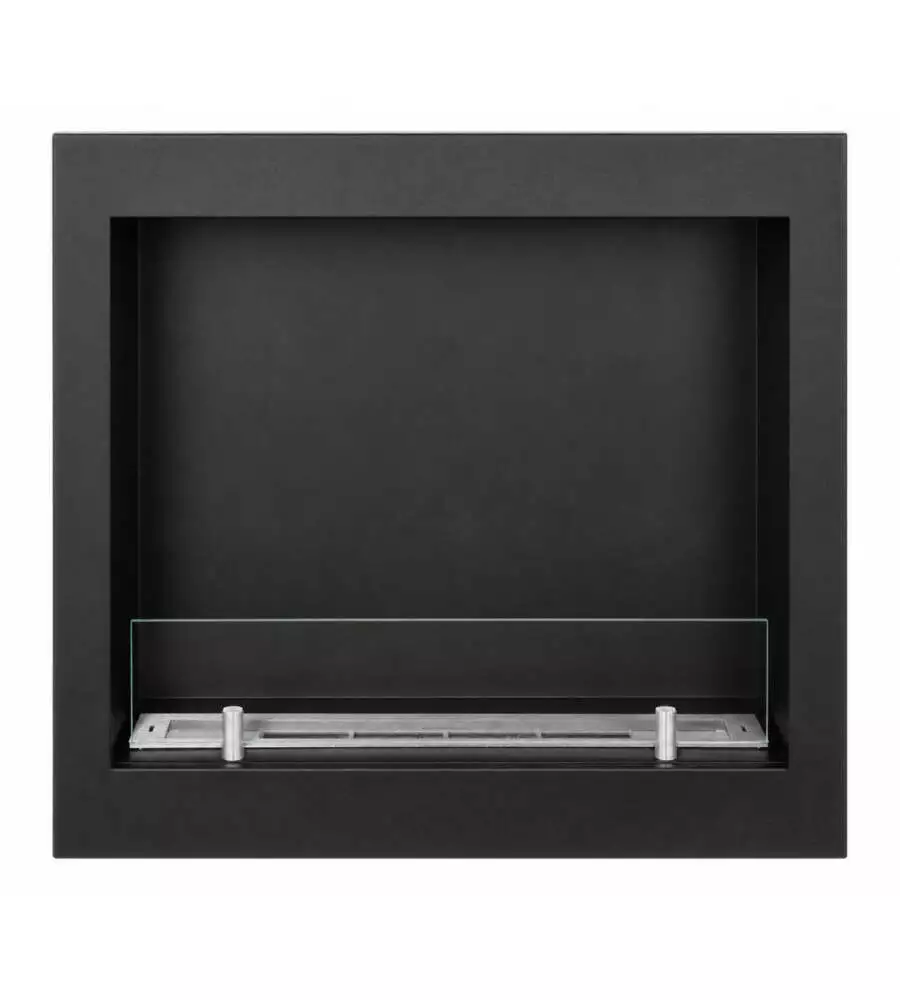 Camino bioetanolo da incasso Divina Fire "Furore" in acciaio nero 60x15x45 cm