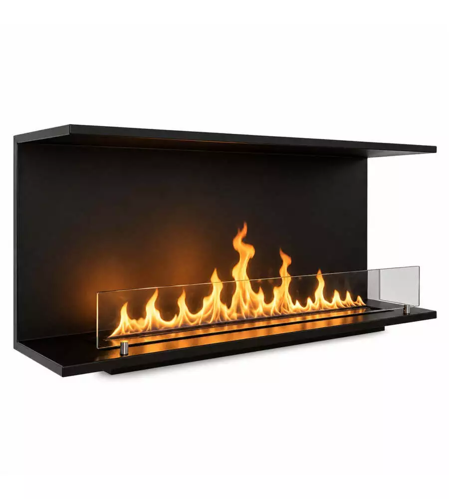 Camino bioetanolo da incasso trifacciale Divina Fire "Giove" in acciaio nero 120x30x50 cm