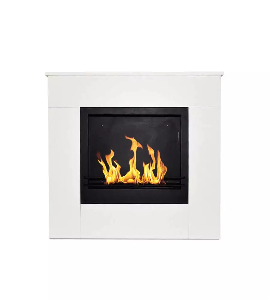 Camino bioetanolo da pavimento Divina Fire "Michelangelo" effetto legno bianco 96x36x90 cm