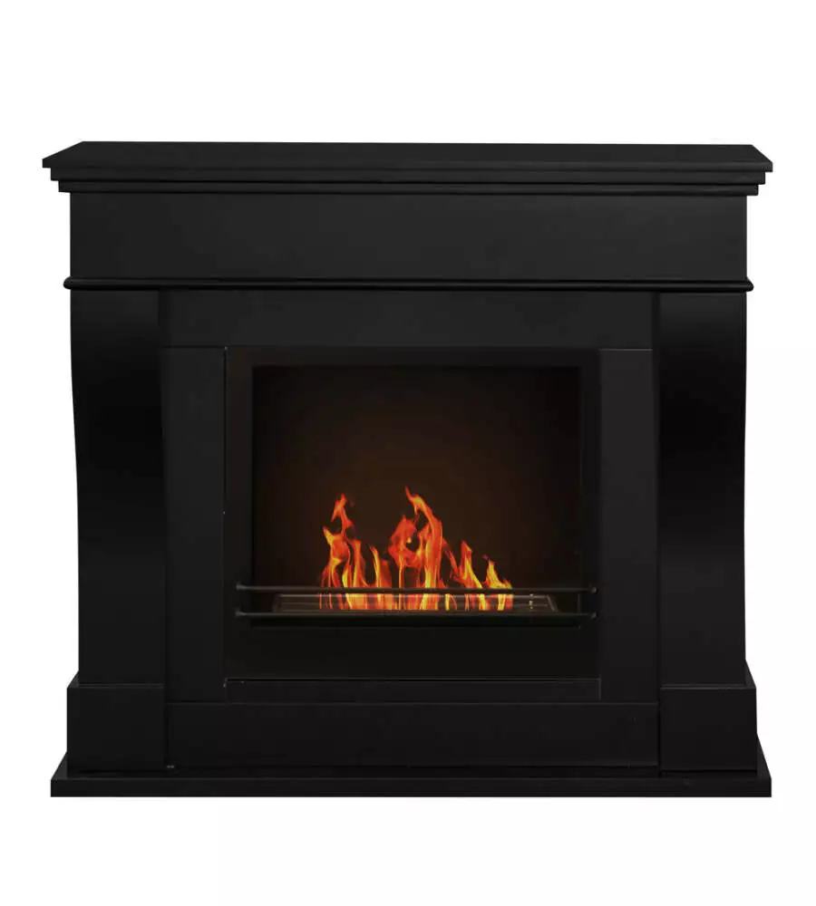 Camino bioetanolo da pavimento Divina Fire "Washington" in legno nero 111x43x99 cm