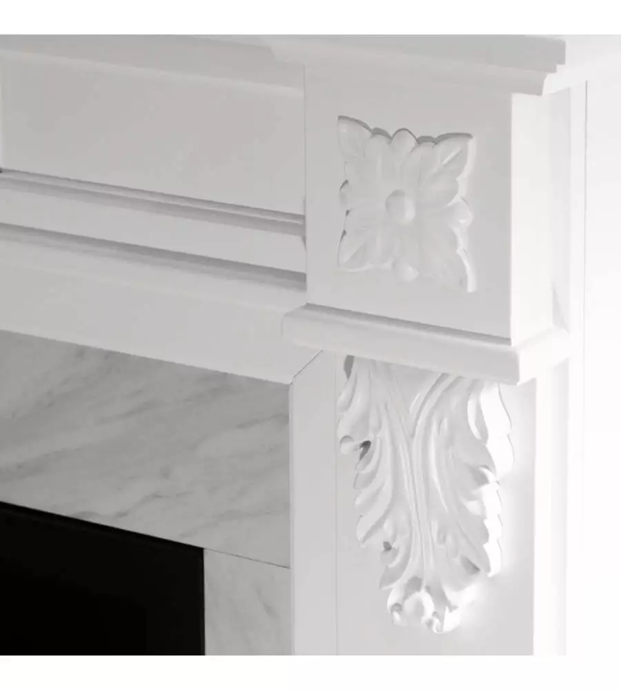 Camino bioetanolo da pavimento Divina Fire "Trauman" effetto marmo bianco 121x38x108 cm
