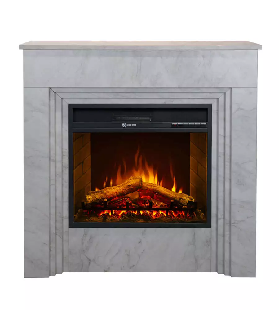 Camino elettrico Divina Fire "Bellini" effetto marmo bianco 96x35x96 cm