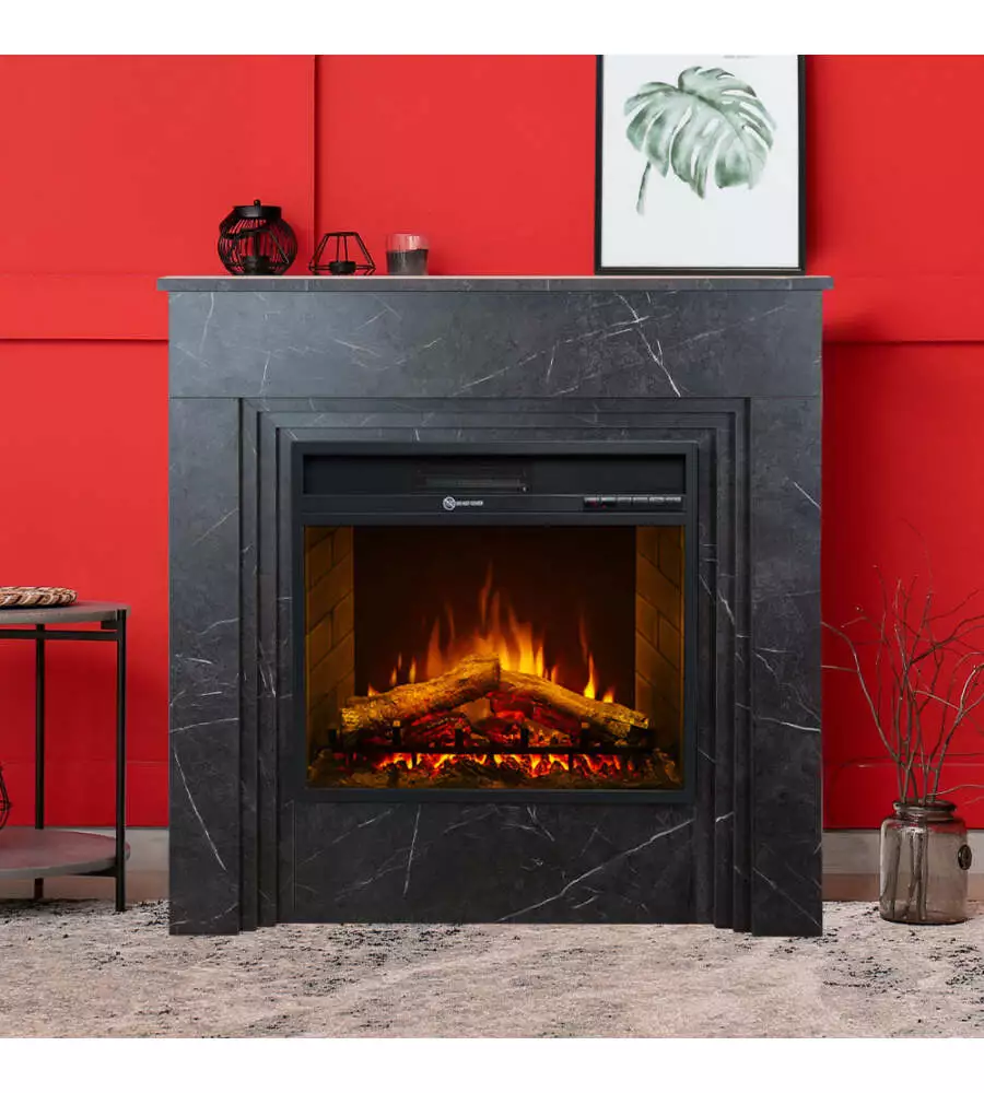 Camino elettrico Divina Fire "Bellini" effetto marmo nero 96x35x96 cm