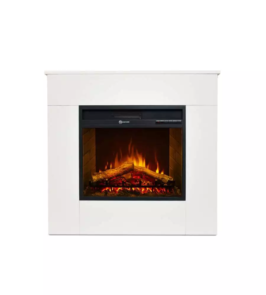 Camino elettrico Divina Fire "Michelangelo" in legno bianco 96x36x96 cm