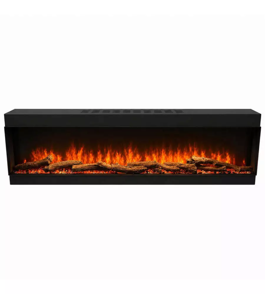 Camino elettrico da incasso Divina Fire "Detroit" in acciaio nero 150x18x46 cm