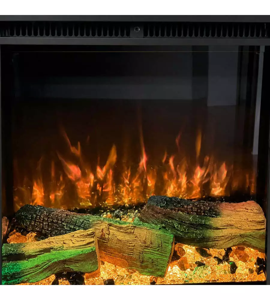 Camino elettrico da incasso trifacciale Divina Fire "Belmont" in acciaio nero 152x28x52 cm