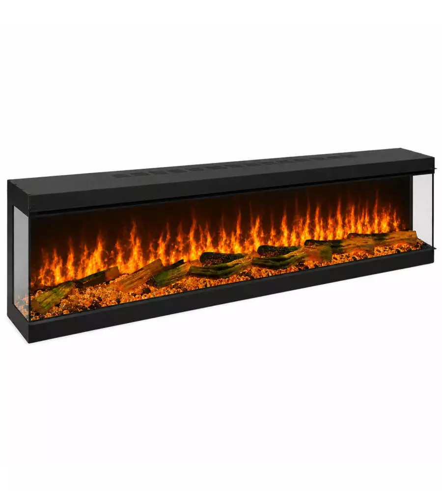 Camino elettrico da incasso trifacciale Divina Fire "Belmont" in acciaio nero 152x28x52 cm