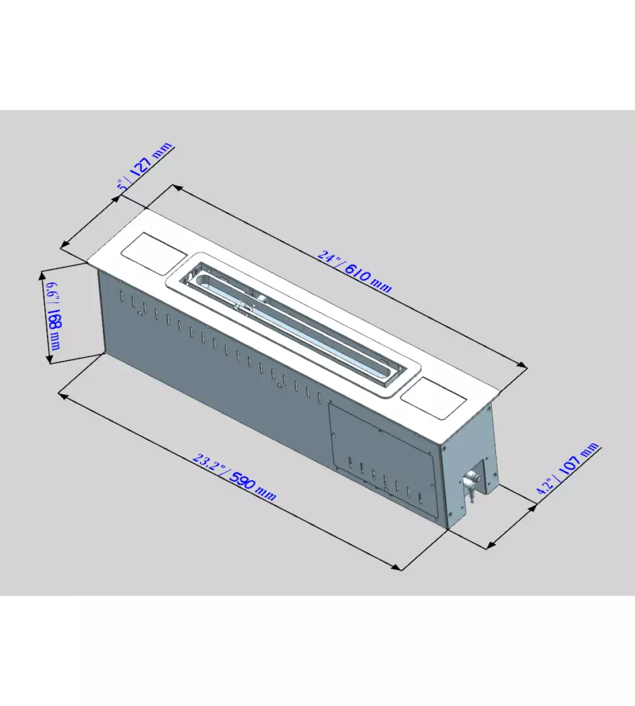 Bruciatore per camino bioetanolo Divina Fire "Smart Slim" in acciaio inox grigio 61x12,8x16,8 cm
