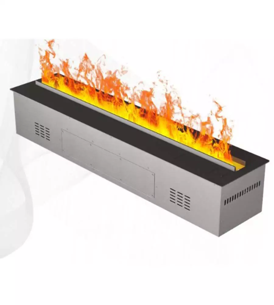 Camino elettrico a vapore acqueo Divina Fire "Vapor3D100" in acciaio grigio 100x22,7x17,8 cm
