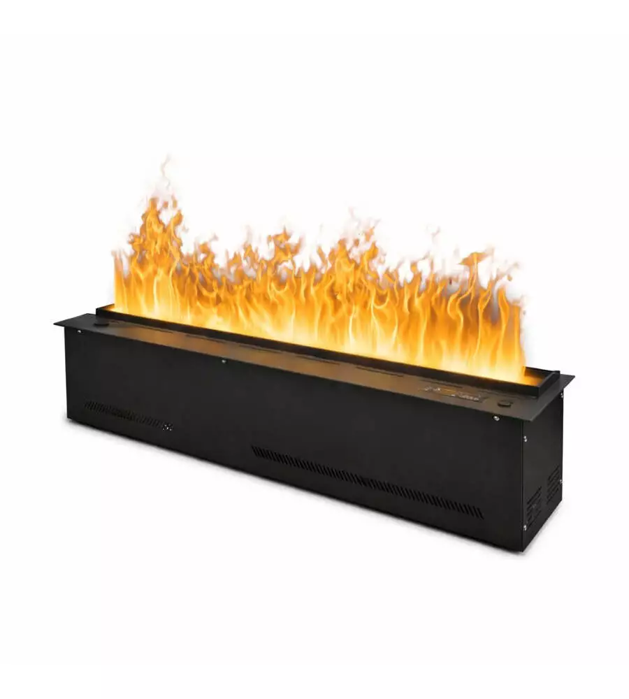 Camino elettrico a vapore acqueo Divina Fire "DFVAPO100" in acciaio nero 100x21,5x24 cm