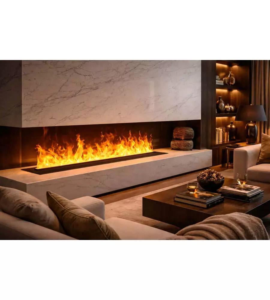 Camino elettrico a vapore acqueo Divina Fire "DFVAPO120" in acciaio nero 120x21,5x24
