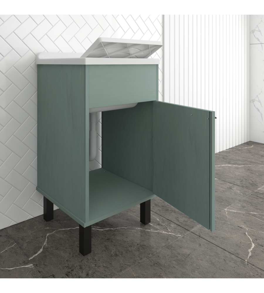 Lavatoio con vasca in polipropilene "Smeraldo" verde scuro 45x50x85 cm