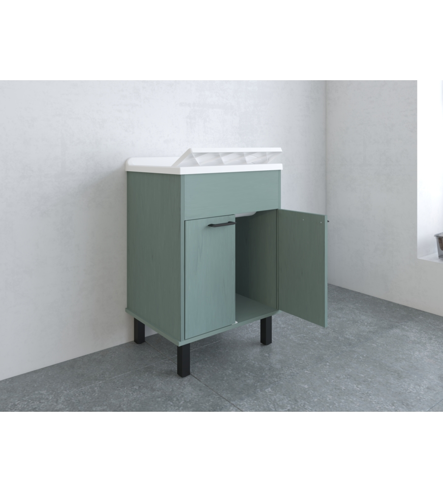 Lavatoio con vasca in polipropilene "Smeraldo" verde scuro 60x50x85 cm