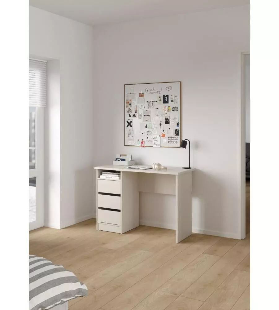 Scrivania con 3 cassetti beige 110x48,5x76 cm
