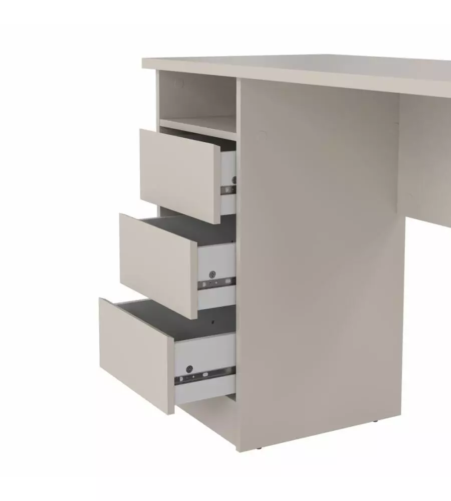 Scrivania con 3 cassetti beige 110x48,5x76 cm