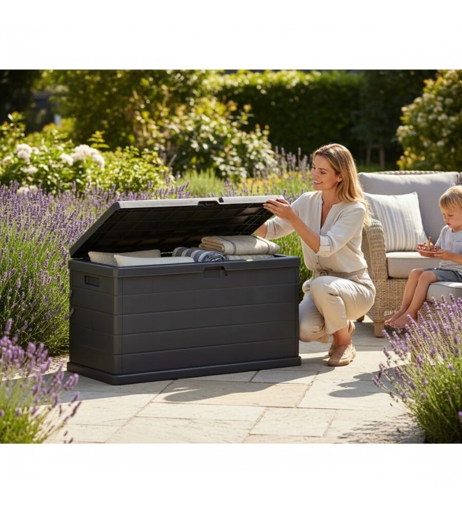 Baule da esterno "Omega" in polipropilene antracite 210 lt 117x38x56 cm