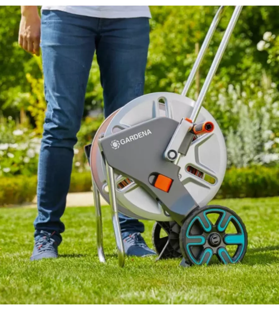 Carrello avvolgitubo manuale Gardena "Clever Roll M Metal" in metallo 60 mt