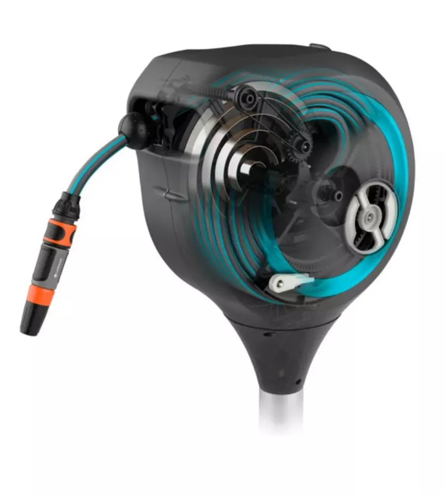 Avvolgitubo da terra automatico Gardena "Rollup M" in plastica, tubo incluso 20 metri