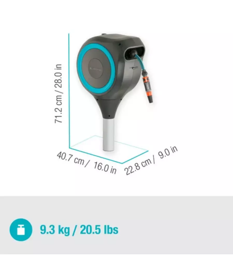 Avvolgitubo da terra automatico Gardena "Rollup M" in plastica, tubo incluso 20 metri