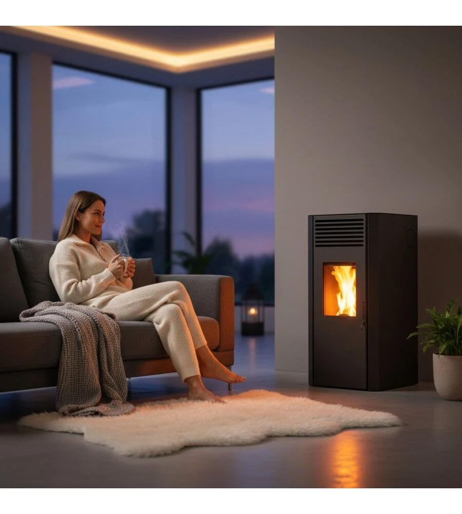 Stufa a pellet ventilata Caris "Filanta" nero 9,0 kW