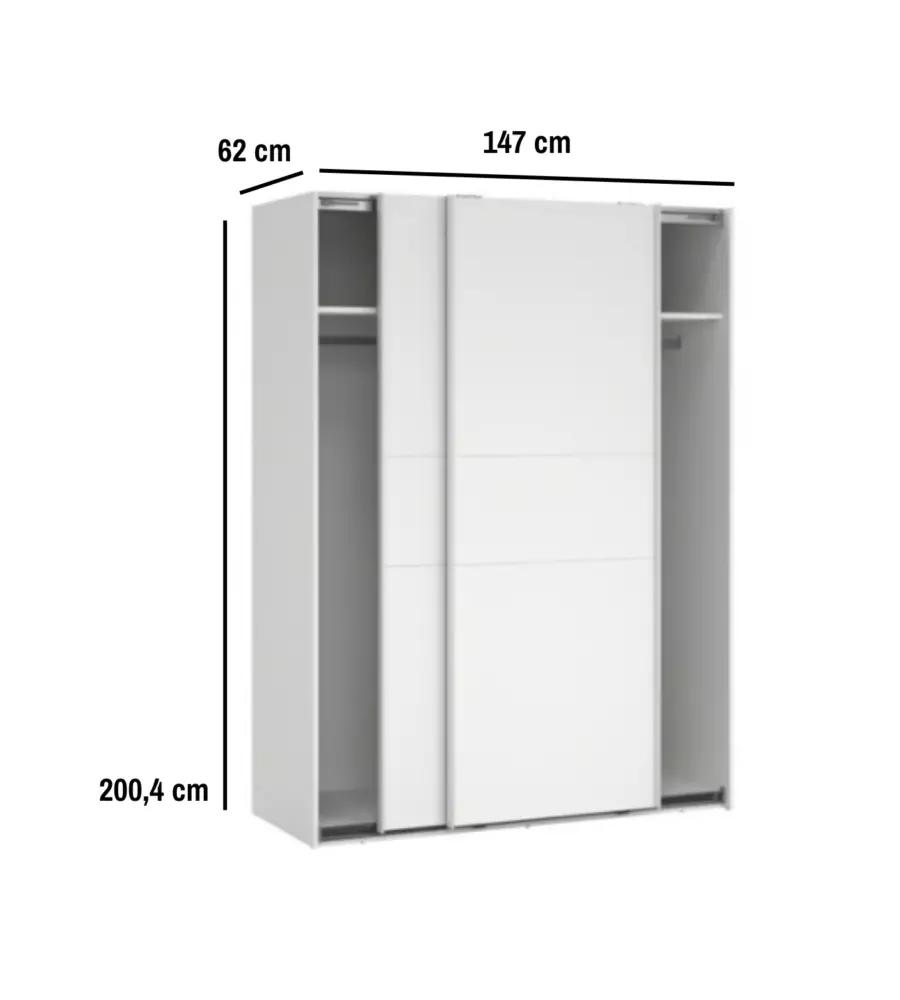 Armadio scorrevole "Como L150" bianco 147x62x200,4 cm