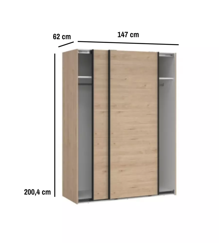 Armadio scorrevole "Como L150" quercia 147x62x200,4 cm