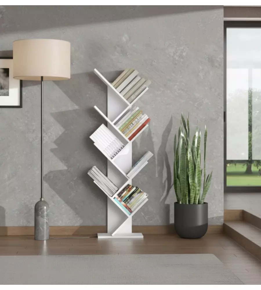 Libreria inclinata "Vertigo" bianco 49x24x148,5 cm
