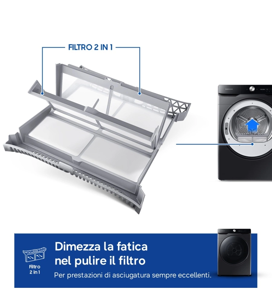 Asciugatrice a pompa di calore Samsung "DV16DG8600BVU3" carico 16 kg classe energetica C