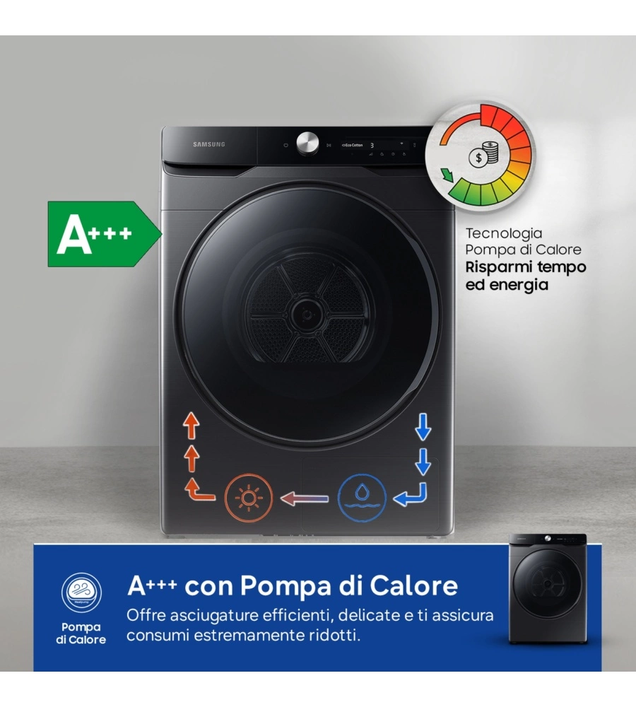 Asciugatrice a pompa di calore Samsung "DV16DG8600BVU3" carico 16 kg classe energetica C