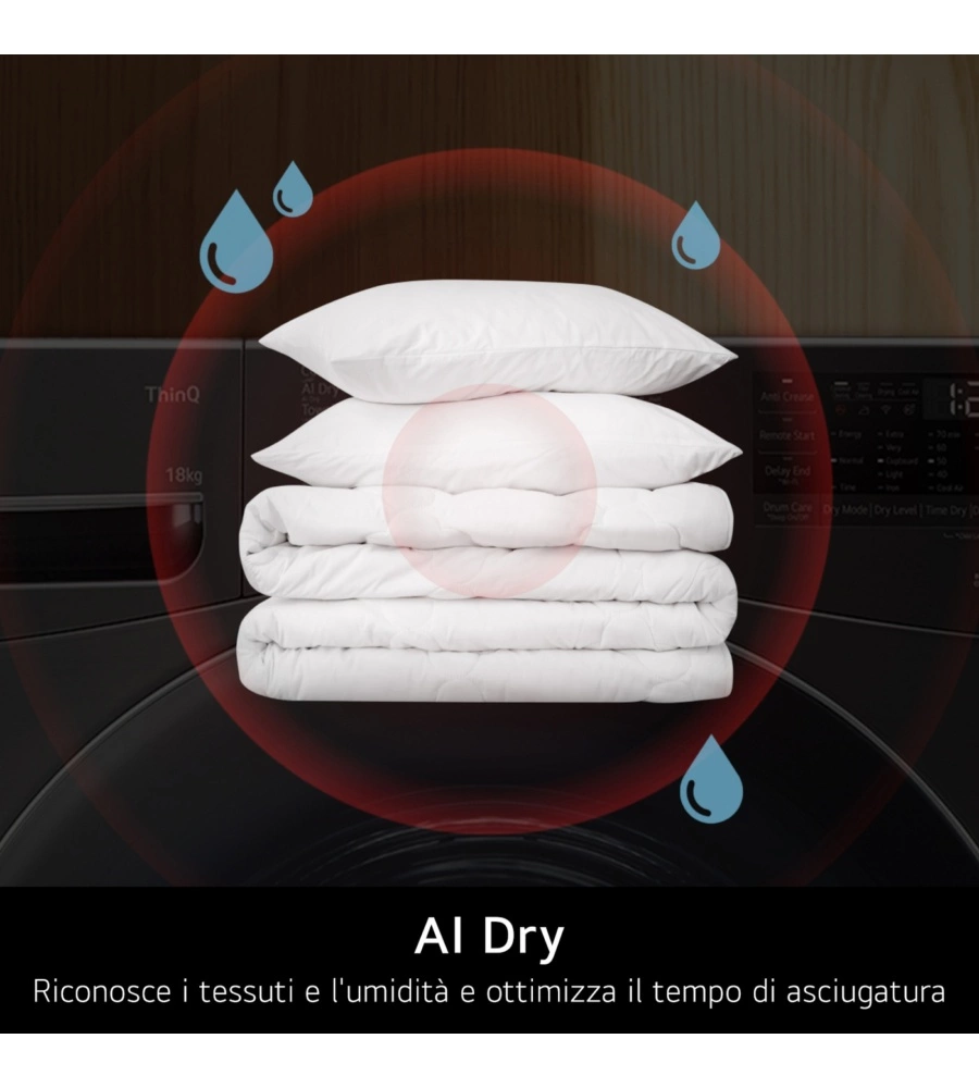 Asciugatrice a pompa di calore LG "RH18U8AVCW" carico 18 kg classe energetica D