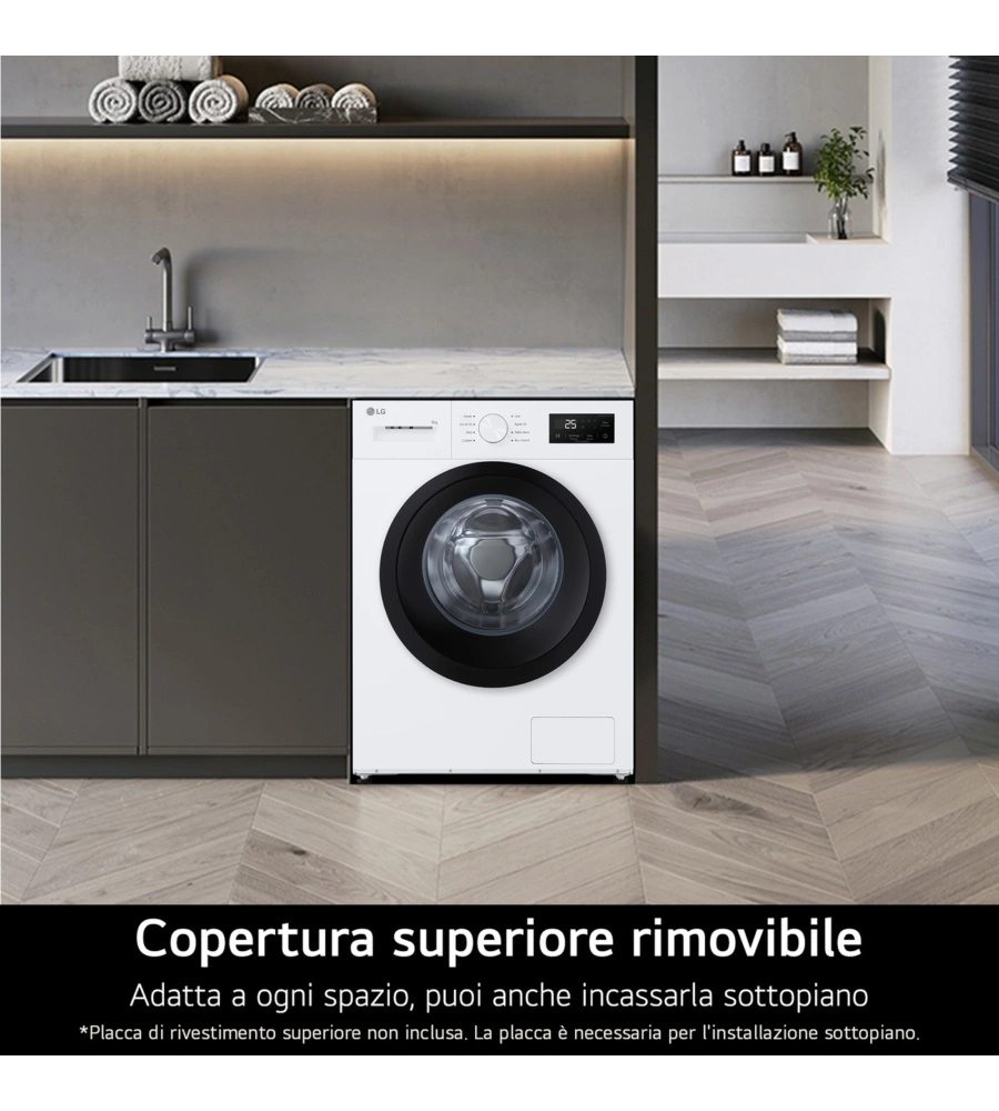 Lavatrice slim LG "F4NA10S8NWK" carico 8 kg classe energetica A