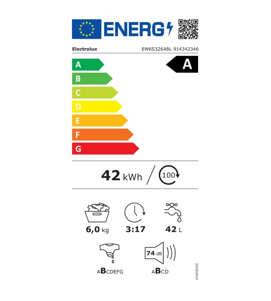Lavatrice slim Electrolux "EW6S326ABL" carico 6 kg classe energetica A