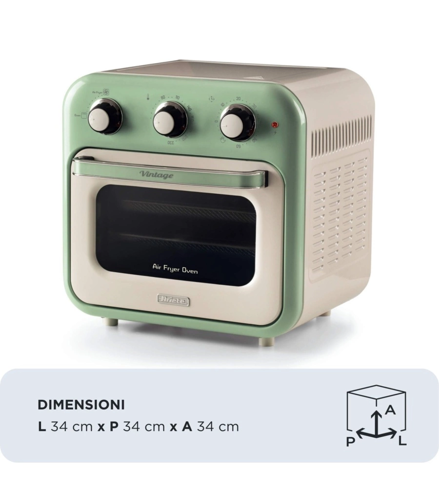 Friggitrice ad aria e forno Ariete "4632 Vintage" verde 16 lt 1400W