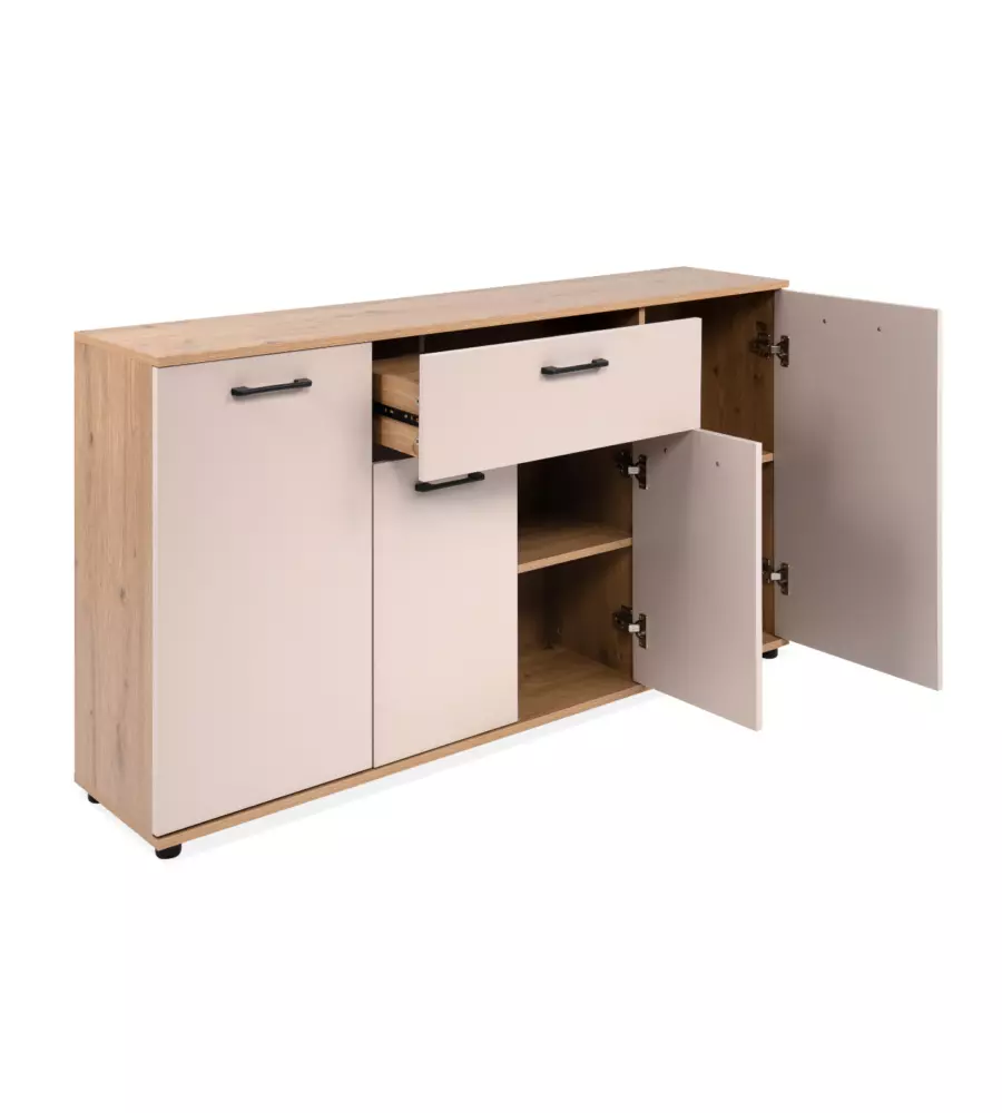 Mobile "Madia" 4 ante e 1 cassetto quercia-beige 138x30x75 cm