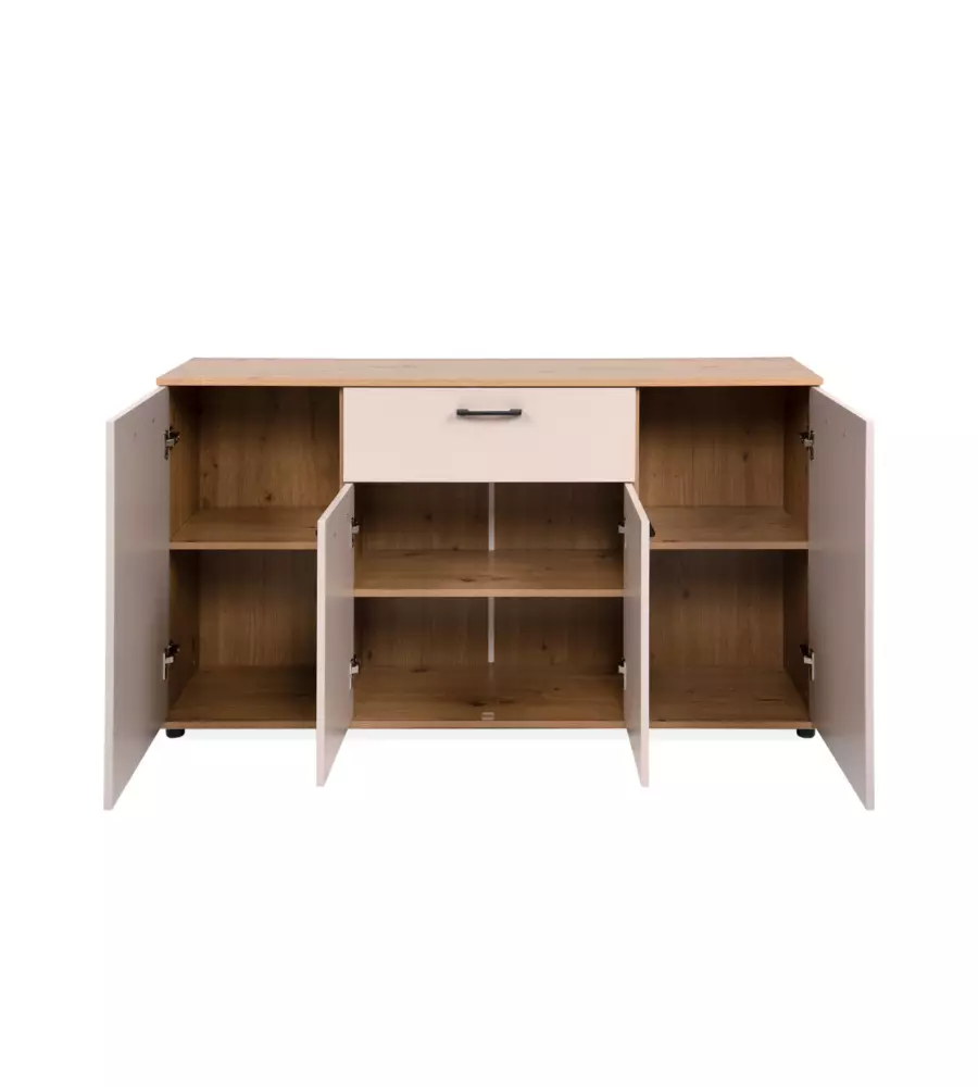 Mobile "Madia" 4 ante e 1 cassetto quercia-beige 138x30x75 cm