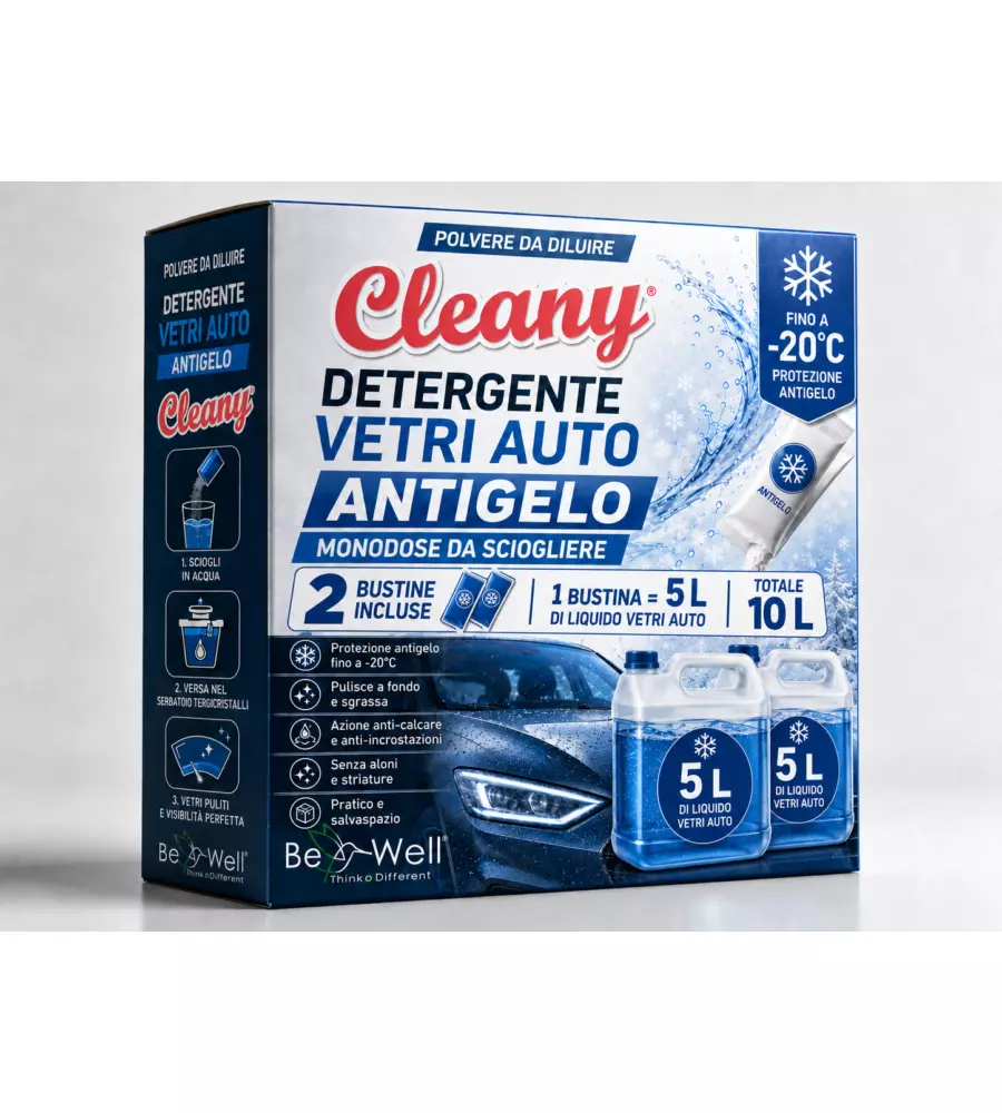 Detergente lavavetri in polvere antigelo per auto Cleany 10 lt