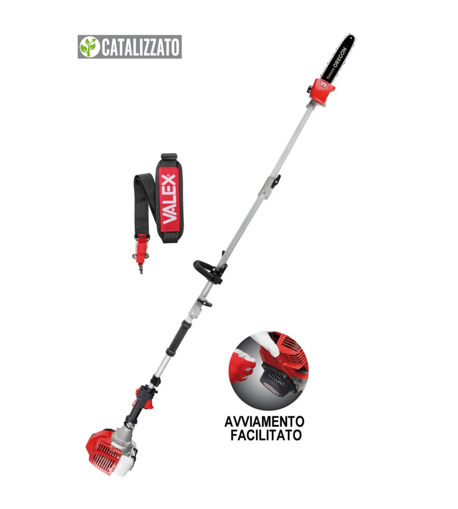 Kit motosega da potatura e potatore telescopico a scoppio Valex 2t 32,5 cc 25,4 cc