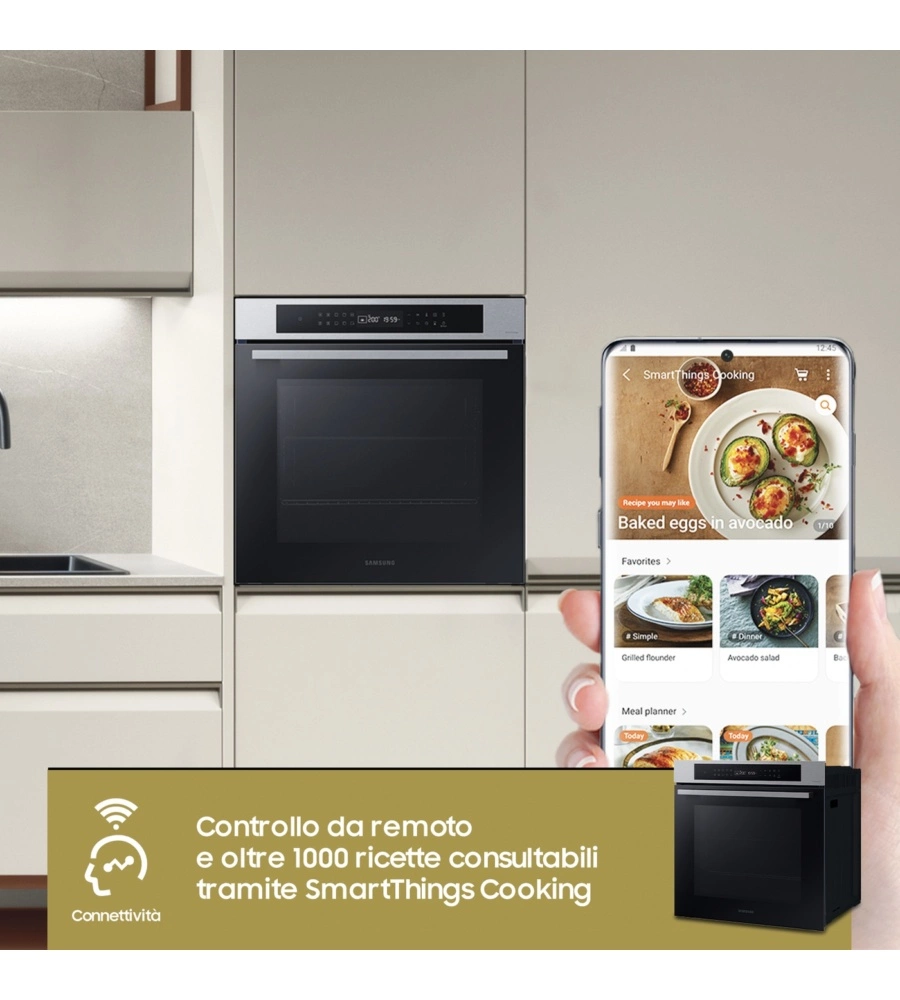 Forno elettrico da incasso Samsung "NV7B4040VBS/U5" Vapore e Wifi classe energetica A+