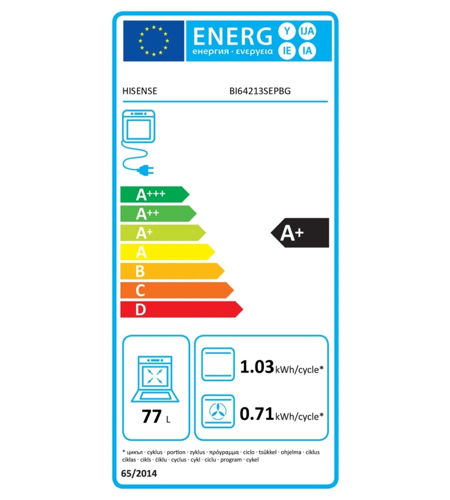 Forno da incasso Hisense "BI64213SEPBG" Pirolitico classe energetica A+