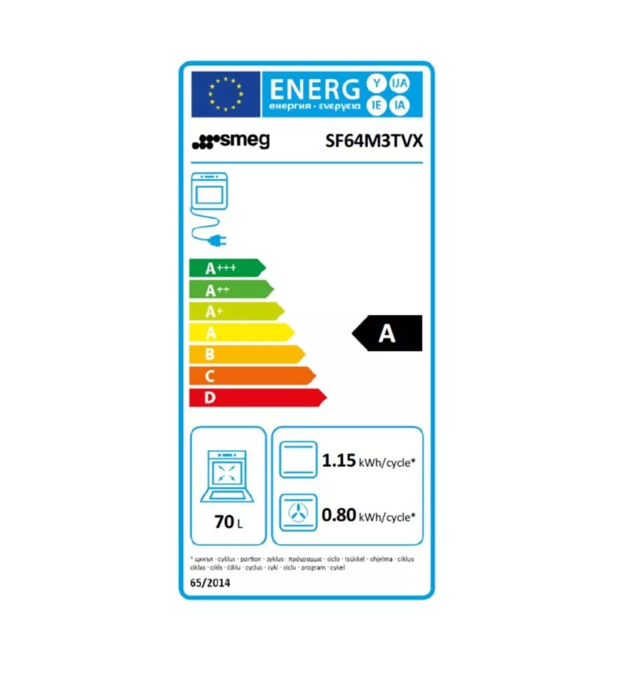 Forno elettrico incasso Smeg "SF64M3TVX" 59,7x54,8x59,2 cm classe energetica A