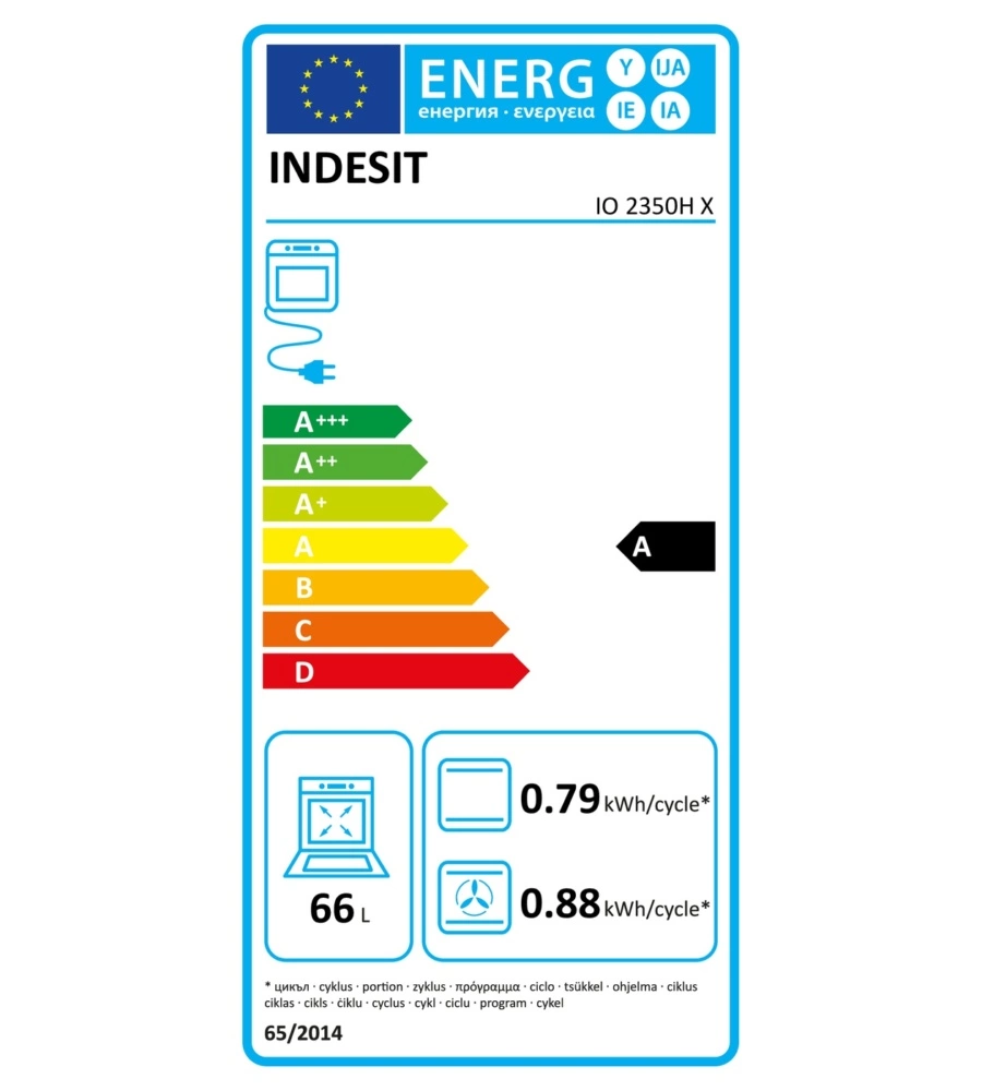 Forno da incasso elettrico Indesit "IO 2350H X" 59,5x55,1x59,5 cm classe energetica A